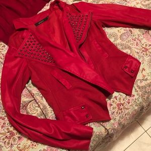 RED STUDDED JACKET! LIKE NEW!